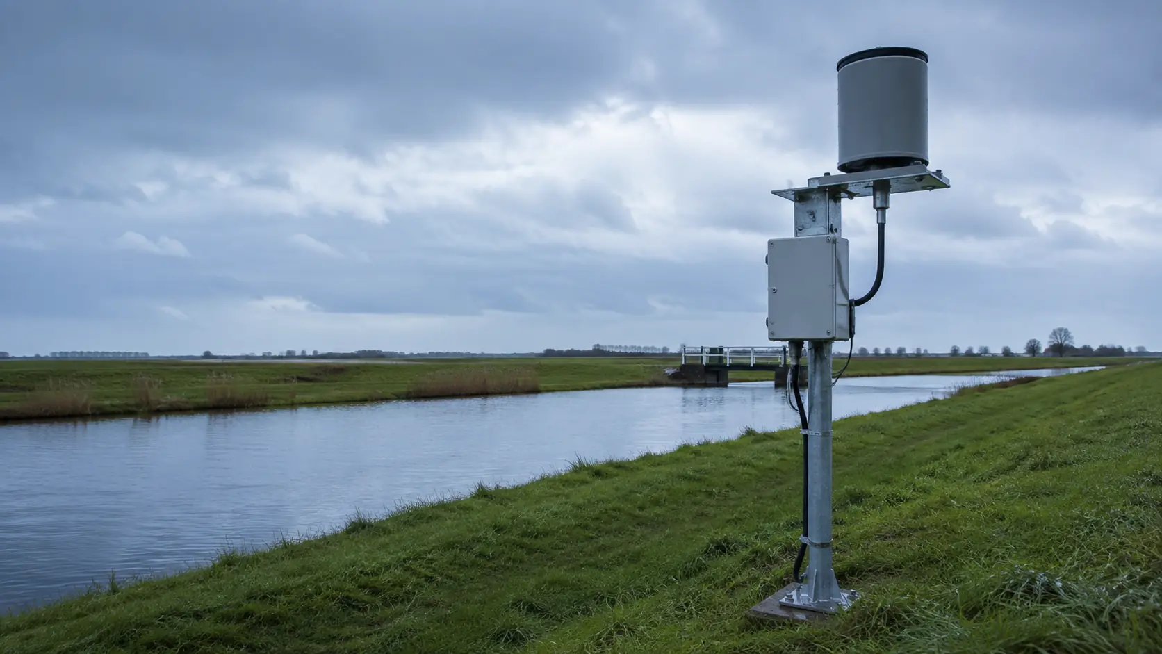 Professionele neerslagmeter in een Nederlands polder- en waterbeheergebied