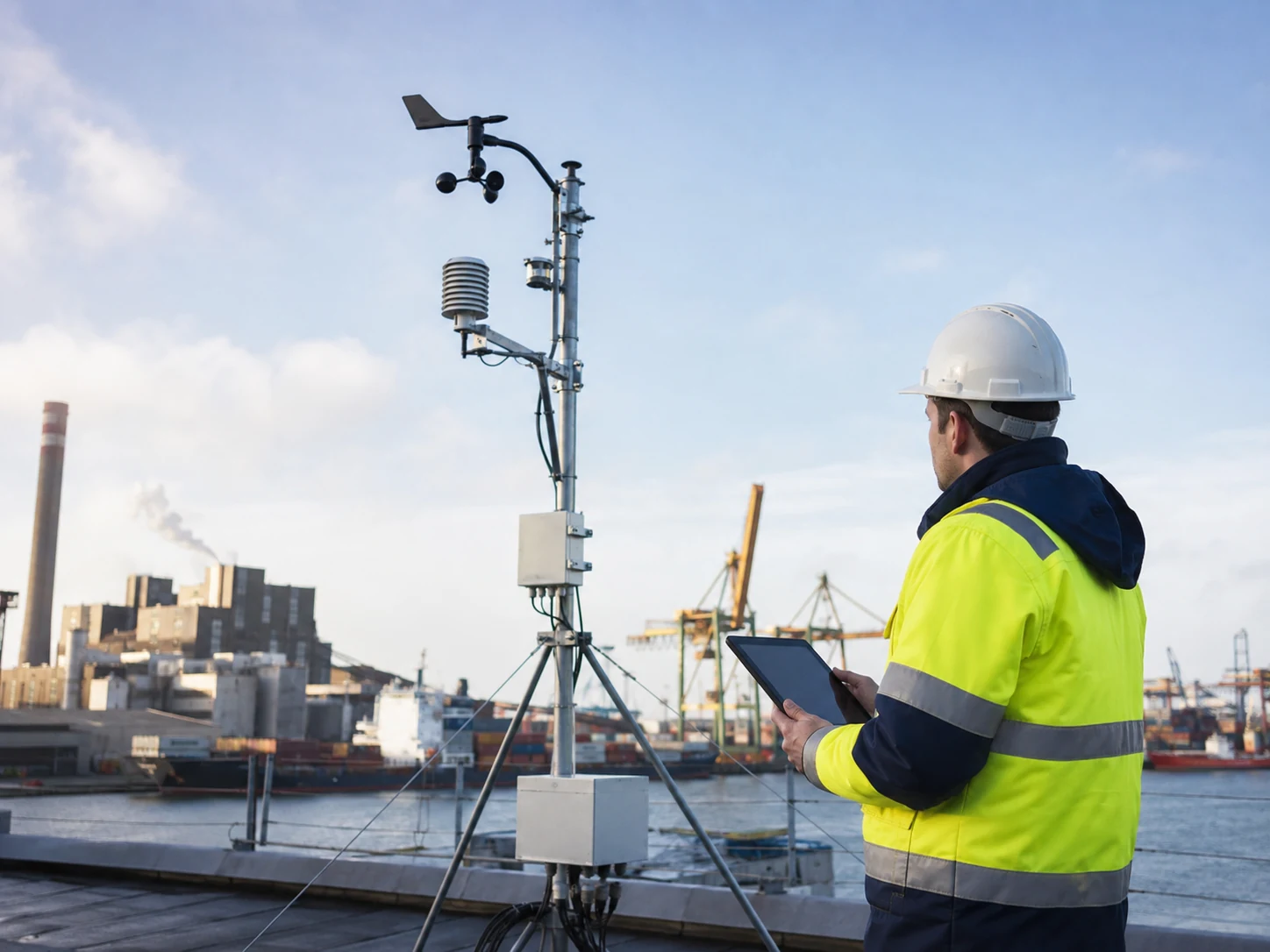Professionele site survey van een meteorologisch meetstation